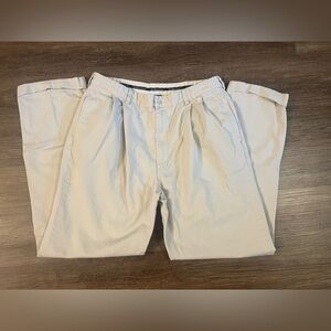 Polo Ralph Lauren Pants Mens 38x34 Chinos‎ Peated Cuffed Beige Light Weight C37